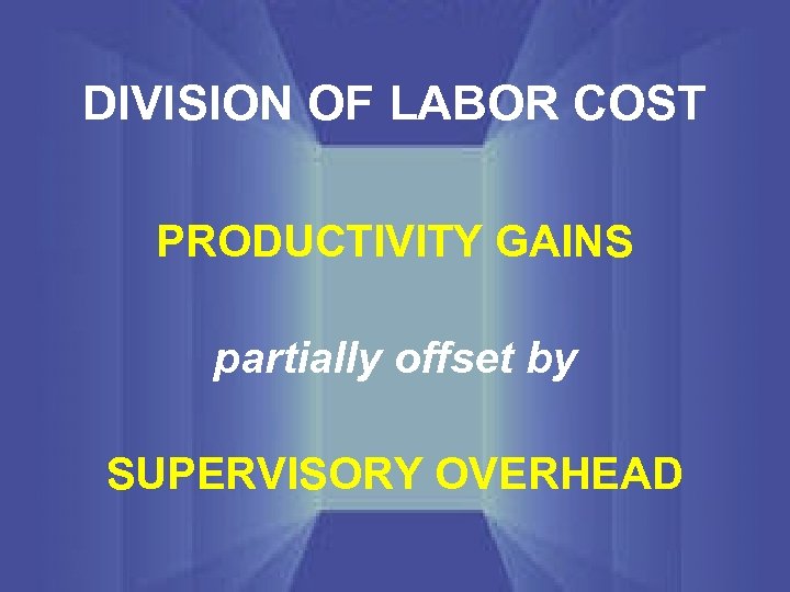 DIVISION OF LABOR COST PRODUCTIVITY GAINS partially offset by SUPERVISORY OVERHEAD 