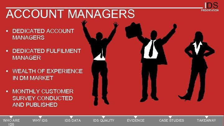 IDS ACCOUNT MANAGERS PRESENTATION § DEDICATED ACCOUNT MANAGERS § DEDICATED FULFILMENT MANAGER § WEALTH