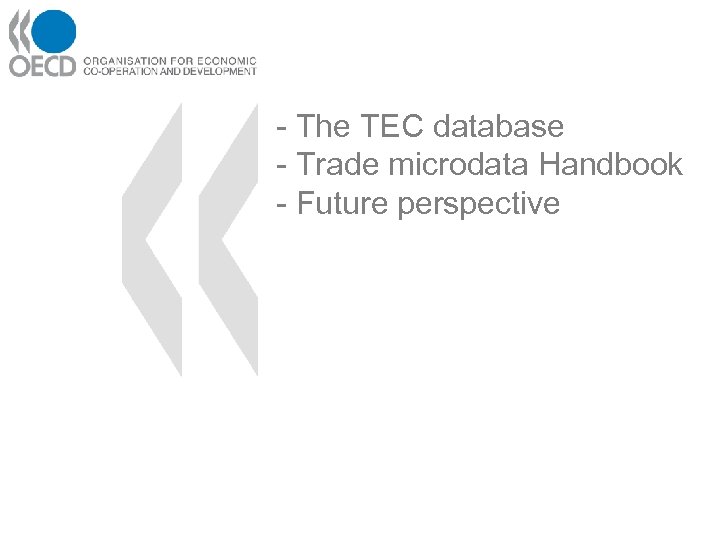 - The TEC database - Trade microdata Handbook - Future perspective 