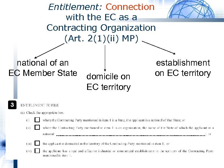 Entitlement: Connection with the EC as a Contracting Organization (Art. 2(1)(ii) MP) national of