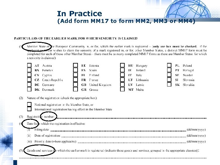 In Practice (Add form MM 17 to form MM 2, MM 3 or MM