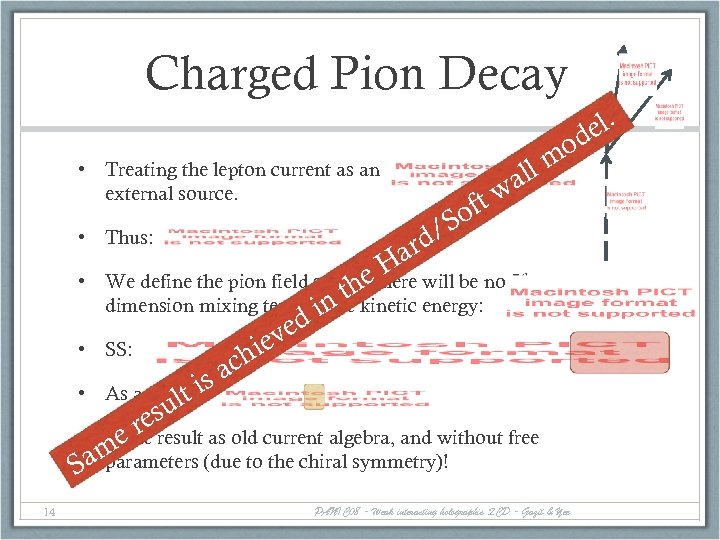 Charged Pion Decay el. d o ll m • Treating the lepton current as