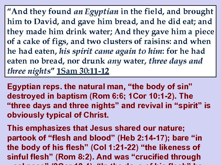 “And they found an Egyptian in the field, and brought him to David, and