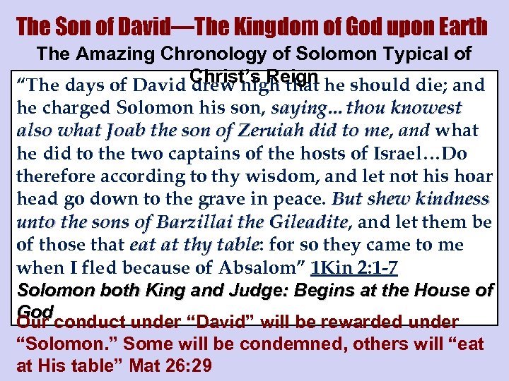 The Son of David—The Kingdom of God upon Earth The Amazing Chronology of Solomon