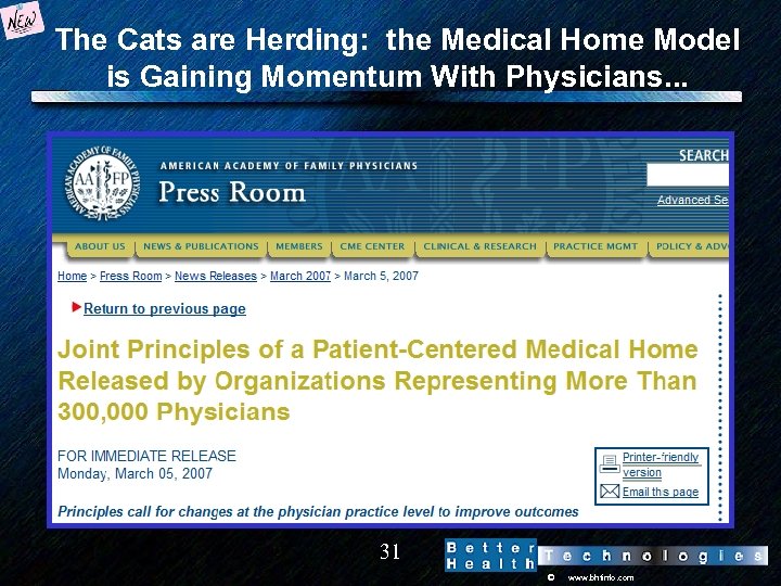 The Cats are Herding: the Medical Home Model is Gaining Momentum With Physicians. .