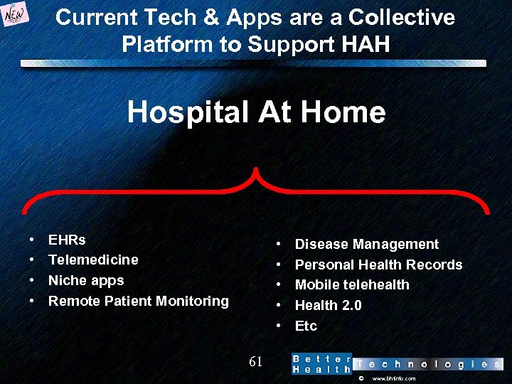 Current Tech & Apps are a Collective Platform to Support HAH Hospital At Home