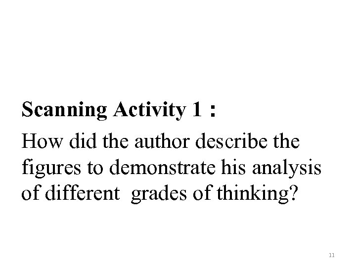 Scanning Activity 1： How did the author describe the figures to demonstrate his analysis