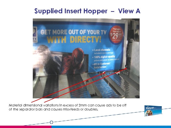 Supplied Insert Hopper – View A Material dimensional variations in excess of 2 mm