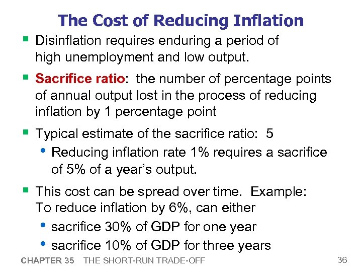 The Cost of Reducing Inflation § Disinflation requires enduring a period of high unemployment