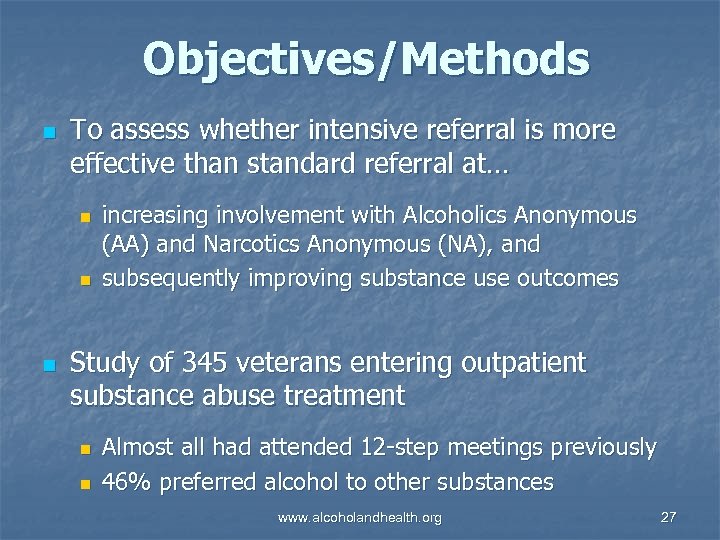 Objectives/Methods n To assess whether intensive referral is more effective than standard referral at…