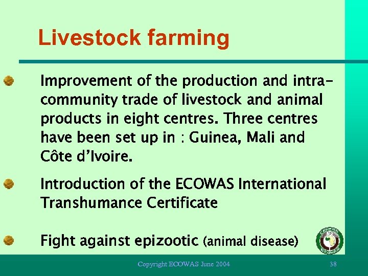 Livestock farming Improvement of the production and intracommunity trade of livestock and animal products