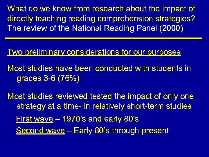 What do we know from research about the impact of directly teaching reading comprehension