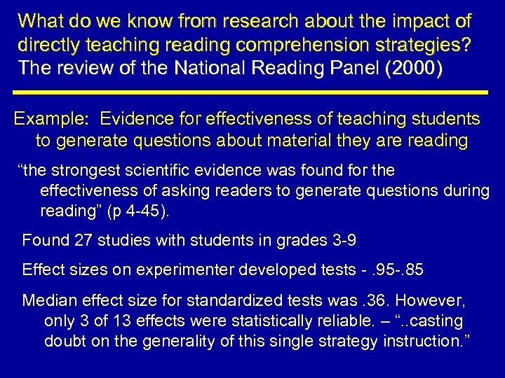 What do we know from research about the impact of directly teaching reading comprehension