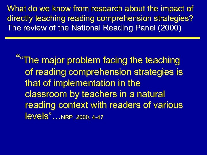 What do we know from research about the impact of directly teaching reading comprehension