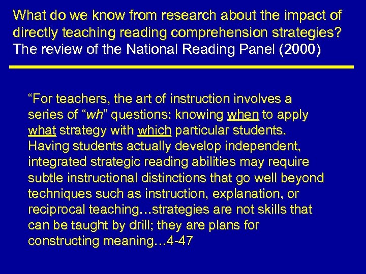 What do we know from research about the impact of directly teaching reading comprehension