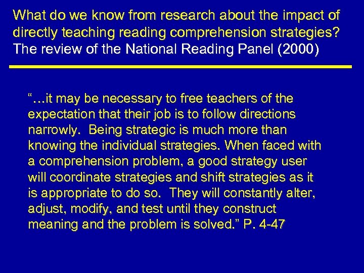 What do we know from research about the impact of directly teaching reading comprehension