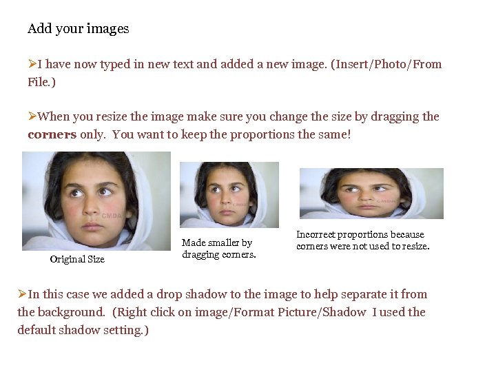 Add your images ØI have now typed in new text and added a new