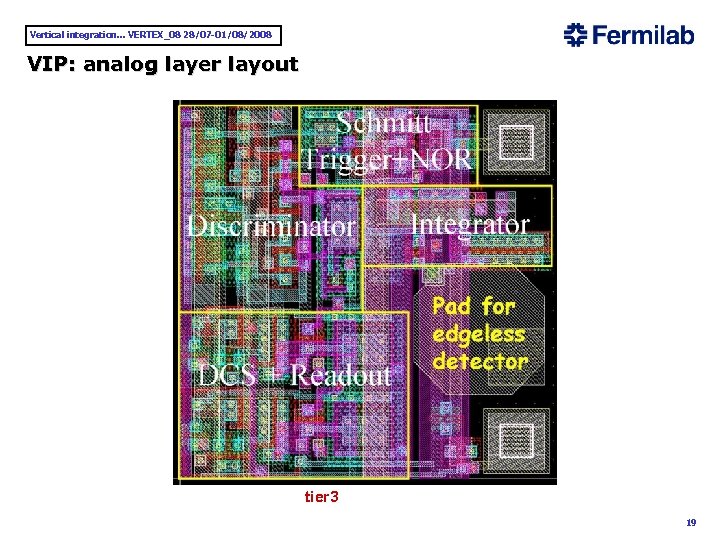 Vertical integration. . . VERTEX_08 28/07 -01/08/2008 VIP: analog layer layout tier 3 19