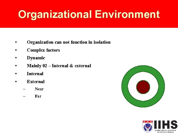 Organizational Environment • Organization can not function in isolation • Complex factors • Dynamic
