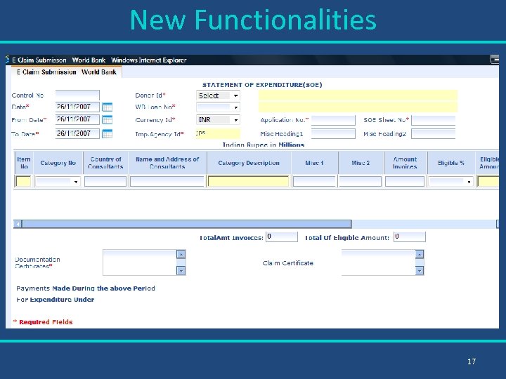 New Functionalities 17 