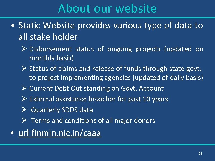 About our website • Static Website provides various type of data to all stake
