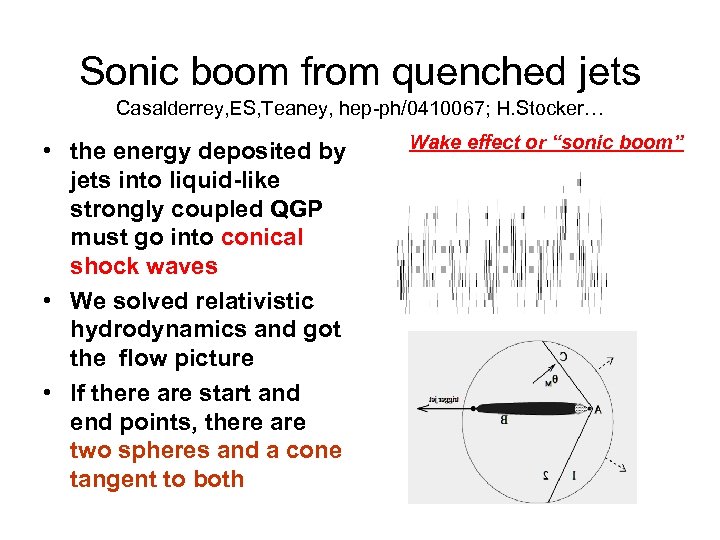 Sonic boom from quenched jets Casalderrey, ES, Teaney, hep-ph/0410067; H. Stocker… • the energy