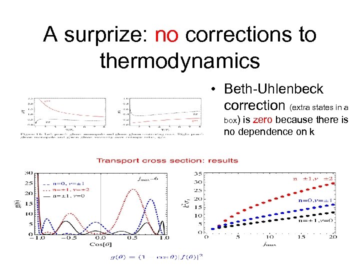 A surprize: no corrections to thermodynamics • Beth-Uhlenbeck correction (extra states in a box)