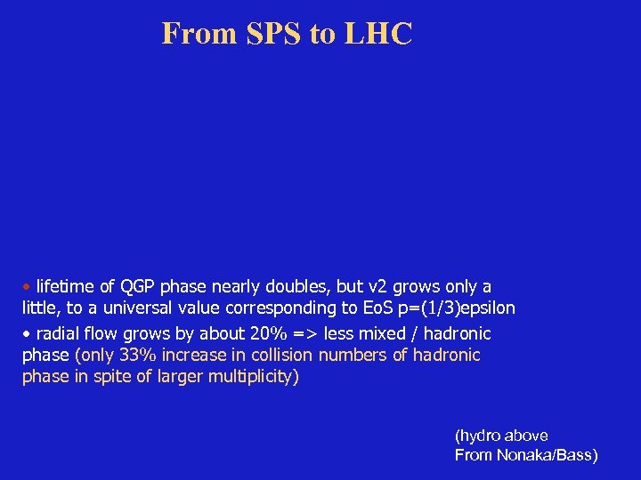 From SPS to LHC • lifetime of QGP phase nearly doubles, but v 2