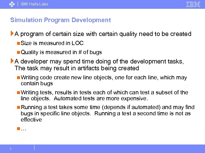 IBM Haifa Labs Simulation Program Development } A program of certain size with certain