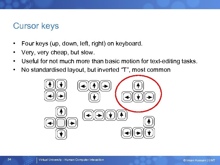Cursor keys • • 34 Four keys (up, down, left, right) on keyboard. Very,
