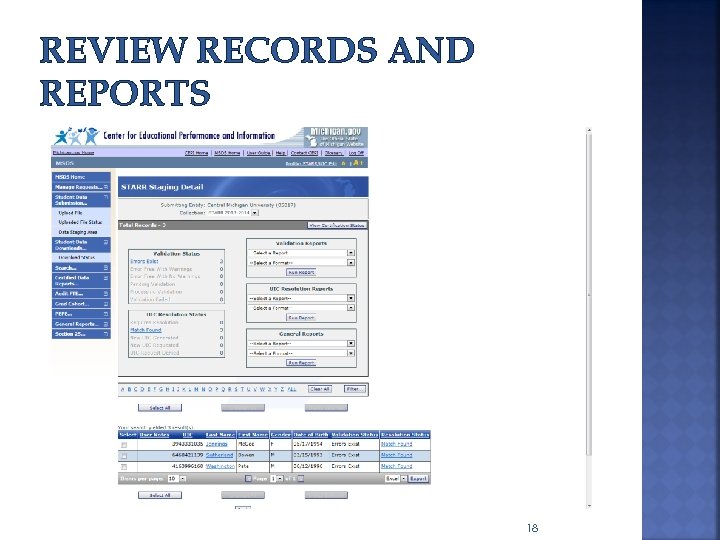 REVIEW RECORDS AND REPORTS 18 