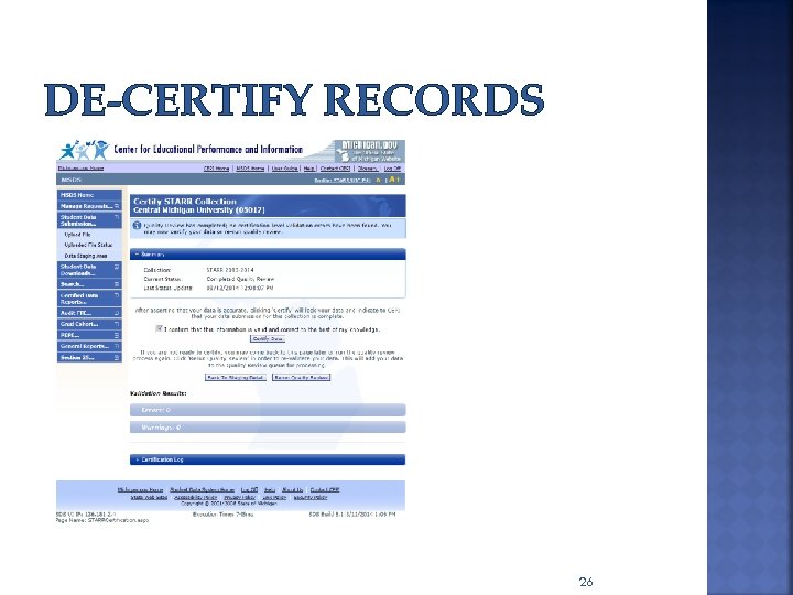 DE-CERTIFY RECORDS 26 