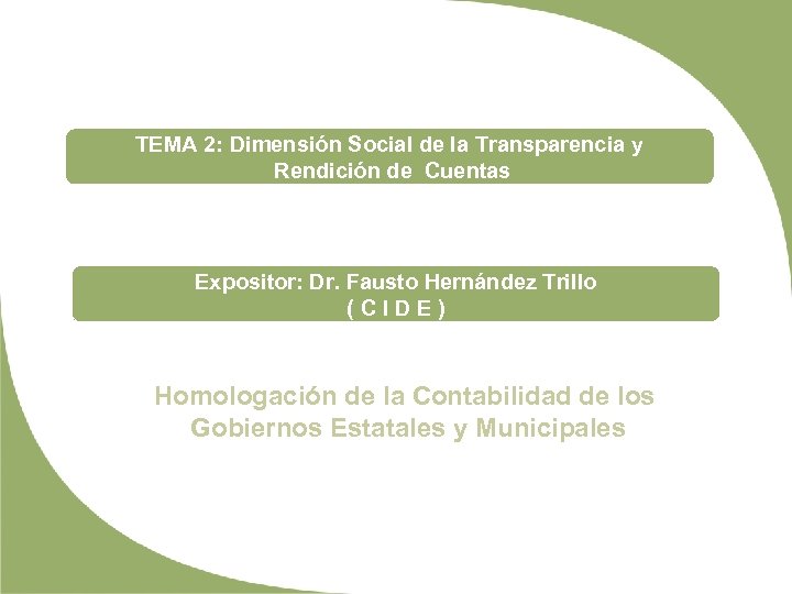 TEMA 2: Dimensión Social de la Transparencia y Rendición de Cuentas Expositor: Dr. Fausto