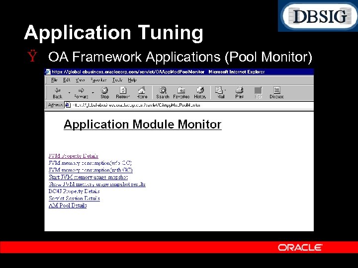 Application Tuning Ÿ OA Framework Applications (Pool Monitor) 