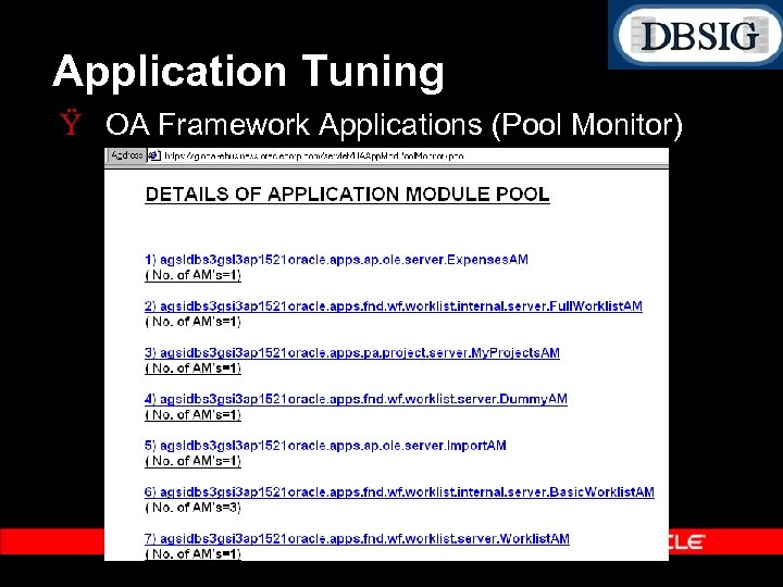 Application Tuning Ÿ OA Framework Applications (Pool Monitor) 