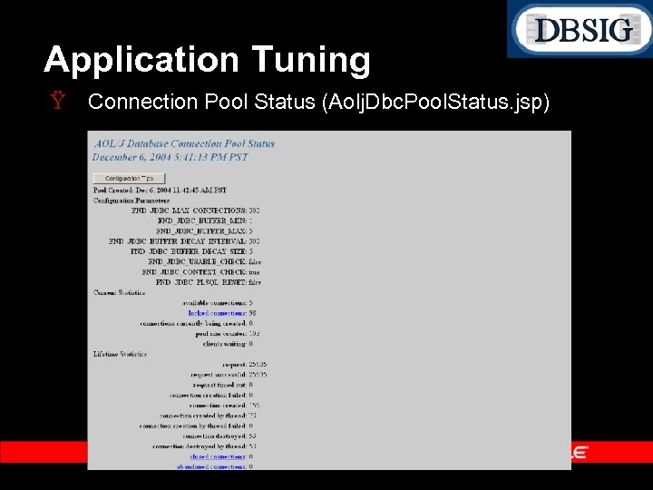 Application Tuning Ÿ Connection Pool Status (Aolj. Dbc. Pool. Status. jsp) 