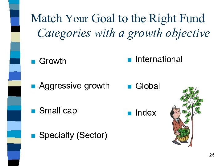 Match Your Goal to the Right Fund Categories with a growth objective n Growth