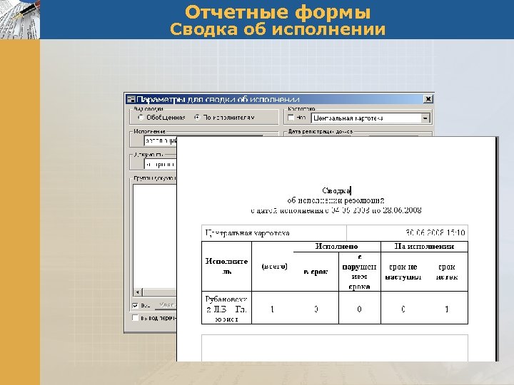 Отчетные формы Сводка об исполнении 