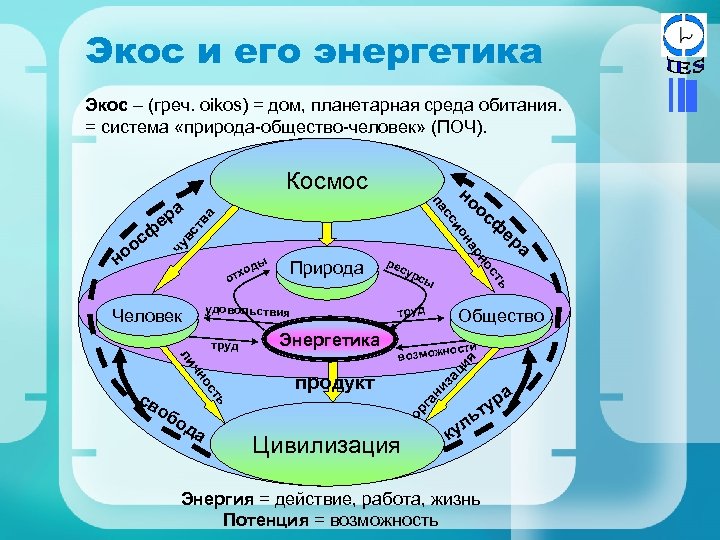Экос и его энергетика Экос – (греч. oikos) = дом, планетарная среда обитания. =
