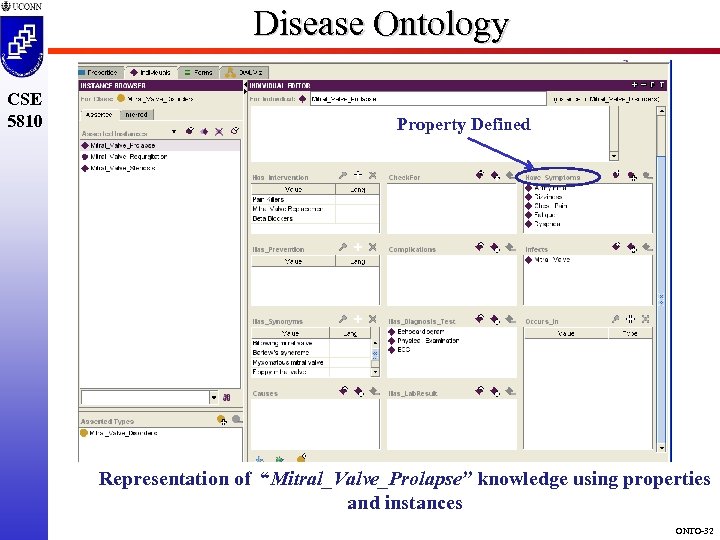 Disease Ontology CSE 5810 Property Defined Representation of “Mitral_Valve_Prolapse” knowledge using properties and instances