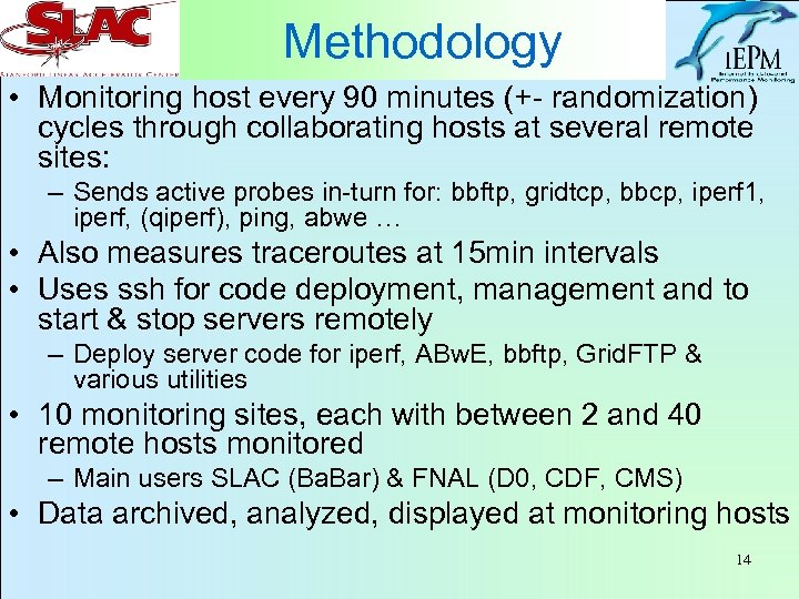 Methodology • Monitoring host every 90 minutes (+- randomization) cycles through collaborating hosts at
