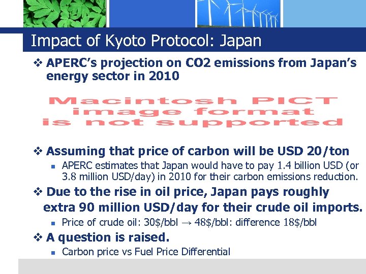 Impact of Kyoto Protocol: Japan v APERC’s projection on CO 2 emissions from Japan’s
