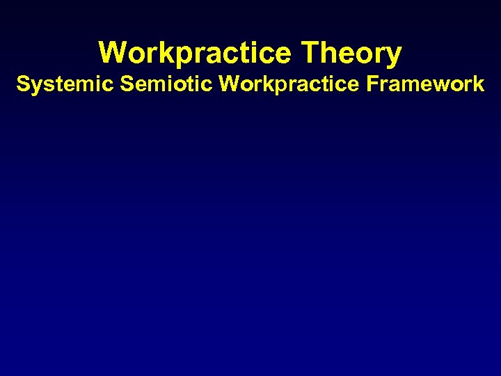 Workpractice Theory Systemic Semiotic Workpractice Framework 