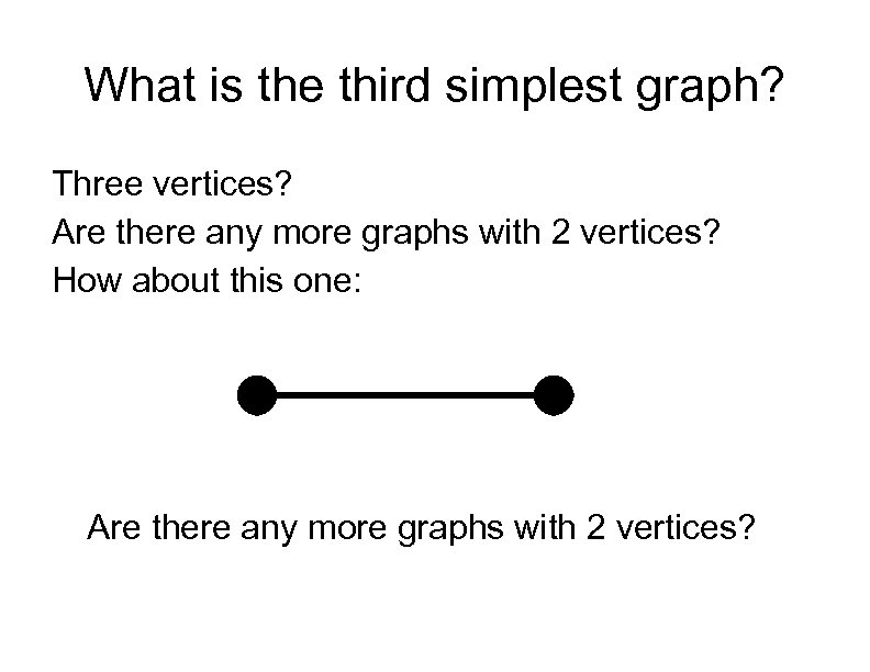 What is the third simplest graph? Three vertices? Are there any more graphs with