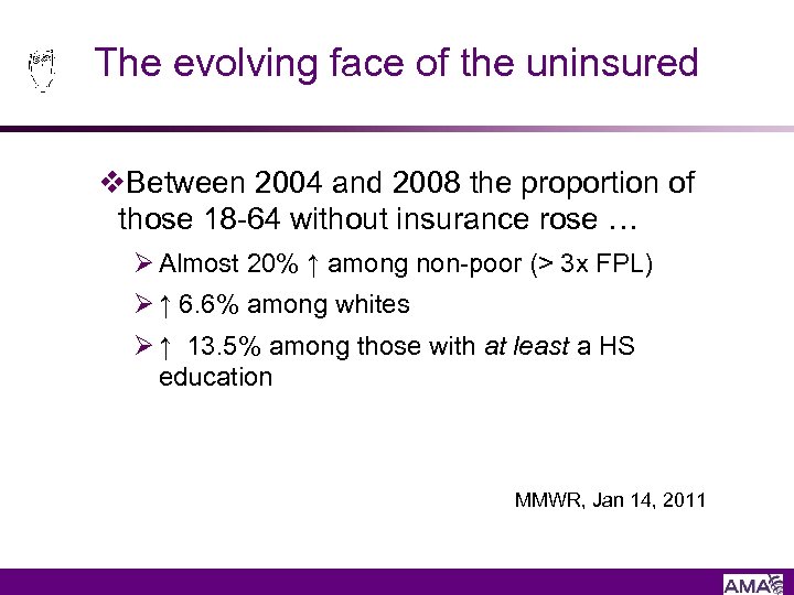 The evolving face of the uninsured v. Between 2004 and 2008 the proportion of