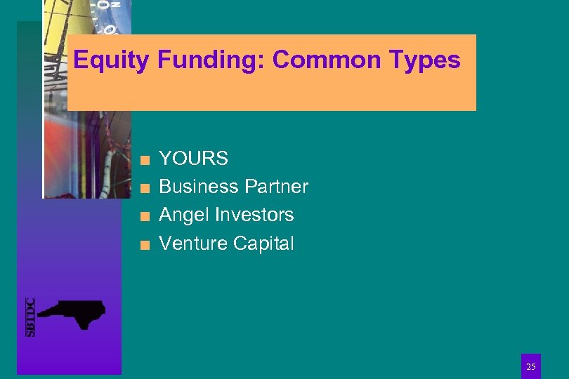 Equity Funding: Common Types n n YOURS Business Partner Angel Investors Venture Capital 25