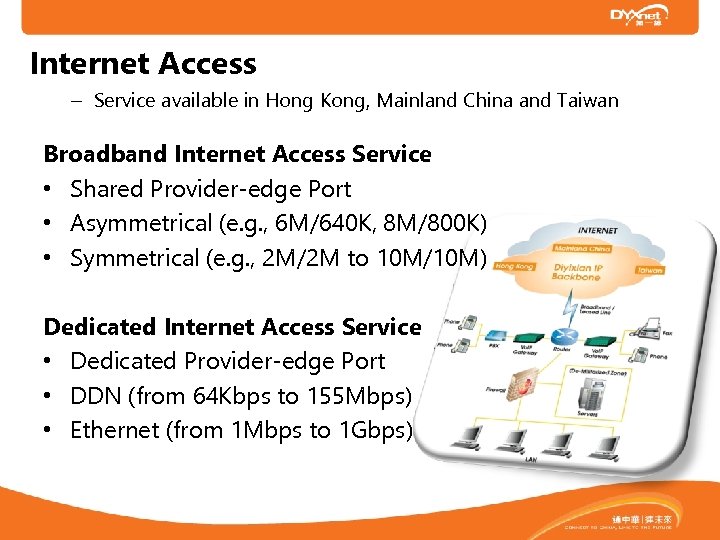 Internet Access – Service available in Hong Kong, Mainland China and Taiwan Broadband Internet