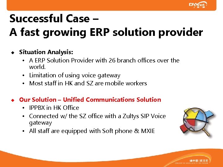 Successful Case – A fast growing ERP solution provider Situation Analysis: • A ERP