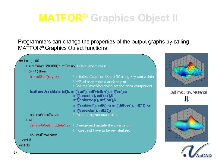 MATFOR® Graphics Object II Programmers can change the properties of the output graphs by
