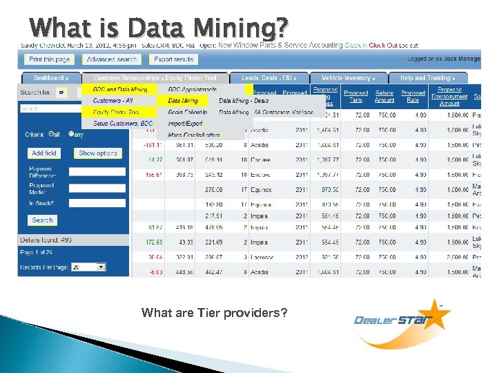 What is Data Mining? What are Tier providers? 